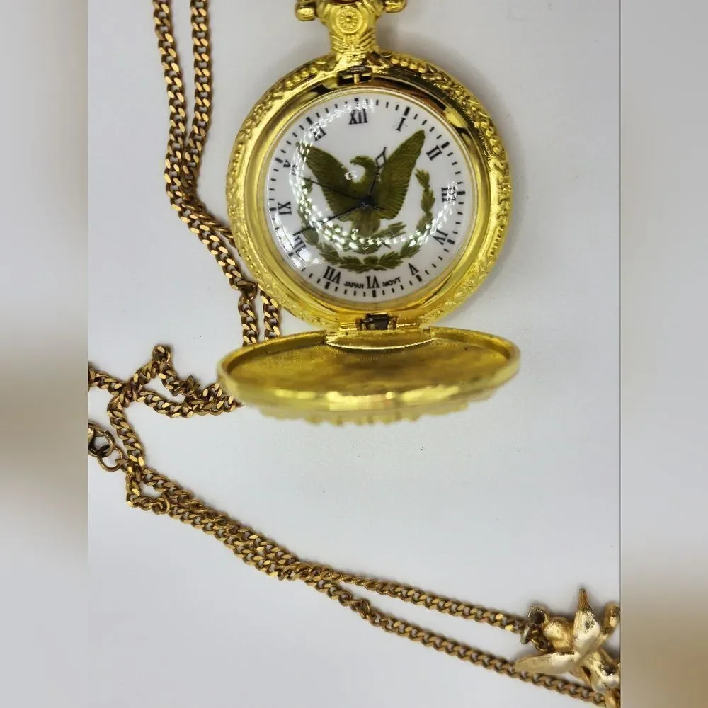 Vintage Gold liberty eagle pocket watch with chain